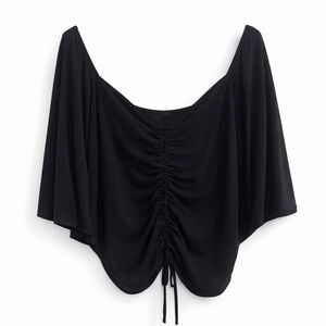 Haute Monde Black Ruched Short Sleeve Top | Plus Size 3X